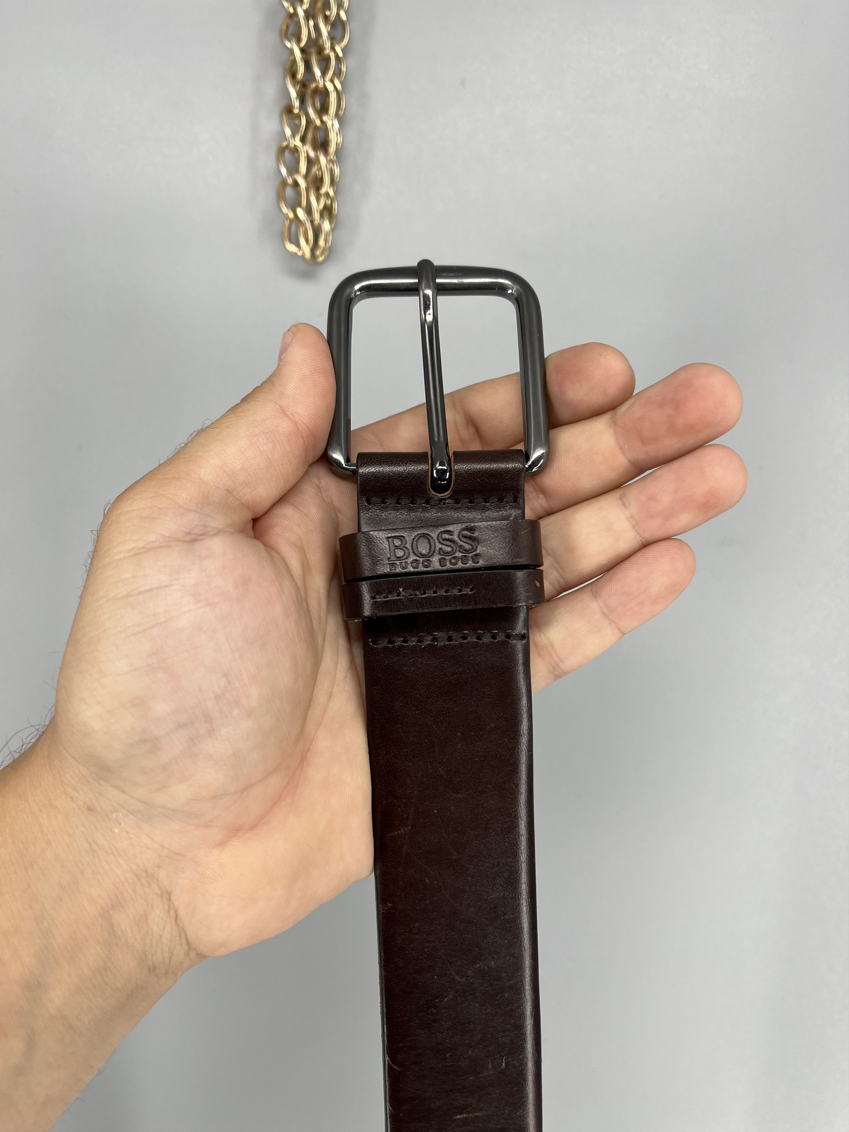 Hugo Boss Hugo Boss Brandon Handmade Dark Brown Leather Belt Men's Size ONE SIZE - 1 Thumbnail