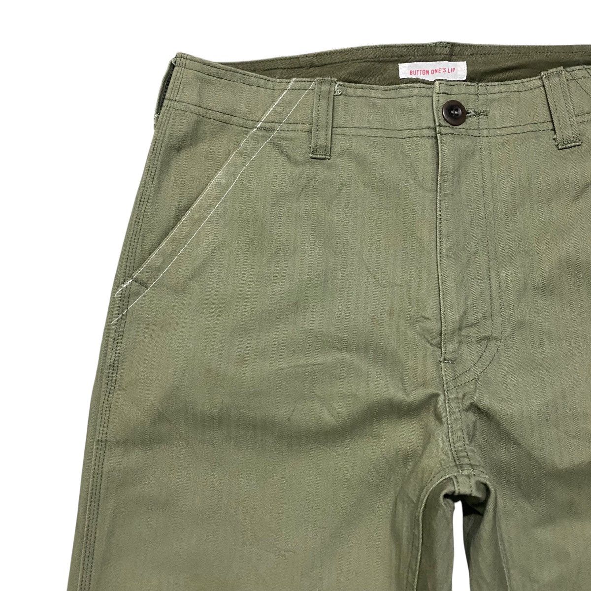 Japanese Brand BUTTON ONE'S LIP Herringbone Fatigue Pants Size US 30 / EU 46 - 4 Thumbnail