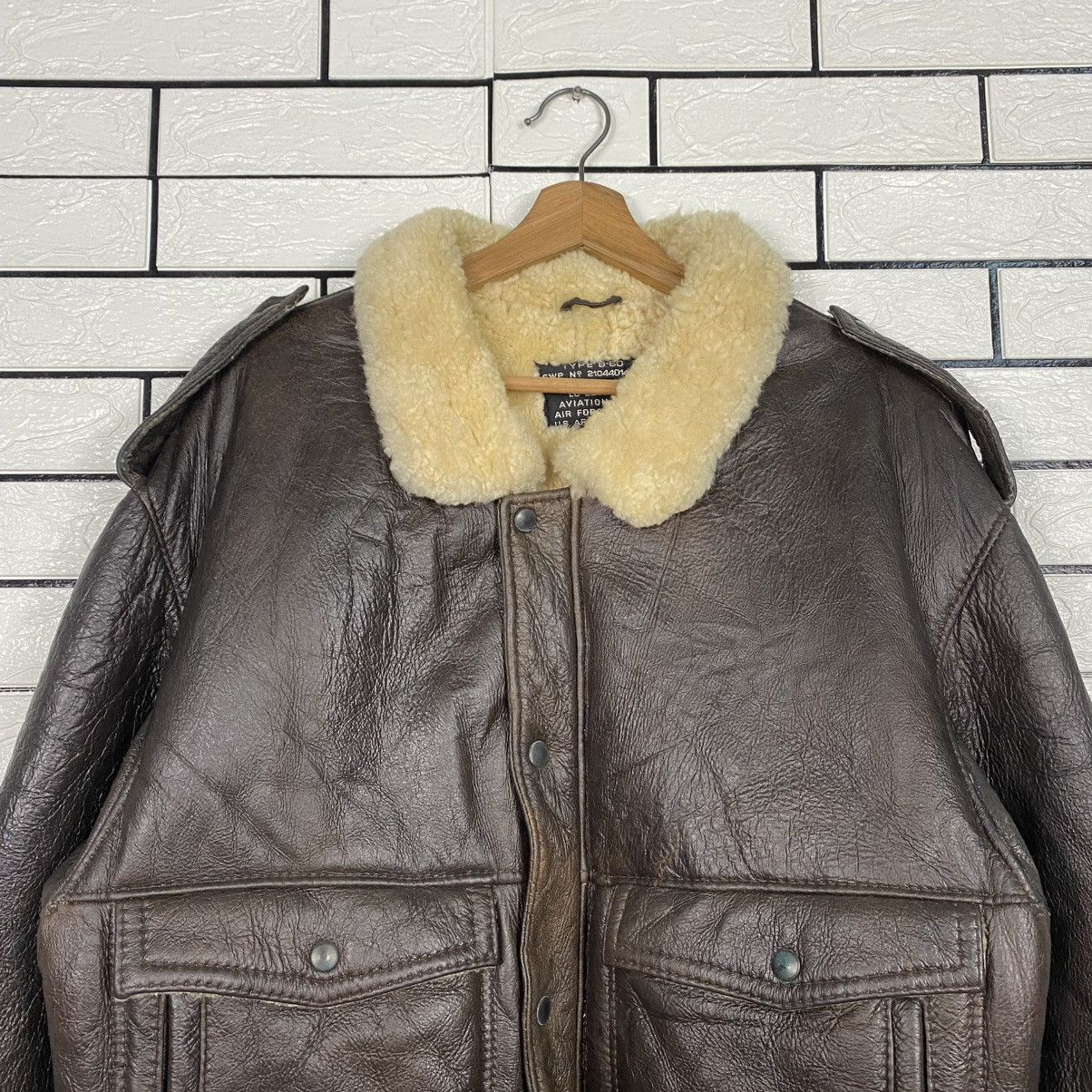 Vintage 🔥VINTAGE SHEARLING GENUINE LEATHER JACKET AVIATION USA Size US XL / EU 56 / 4 - 3 Thumbnail