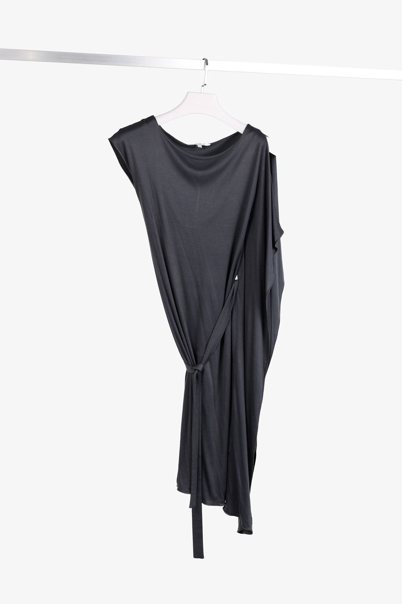 Max Mara Max Mara Grey Jersey Belted Draped Mini Dress Size S / US 4 / IT 40 - 1 Thumbnail