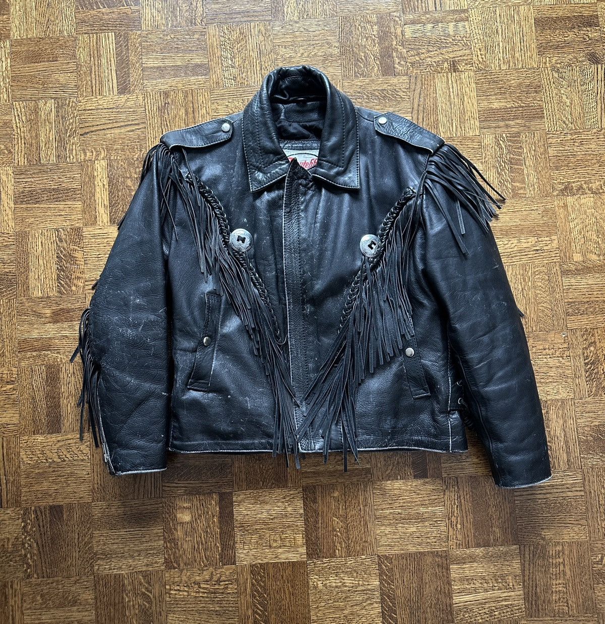 Route 66 Vintage 90s Tassel Fringe Leather Motorcycle Jacket Size US M / EU 48-50 / 2 - 1 Thumbnail