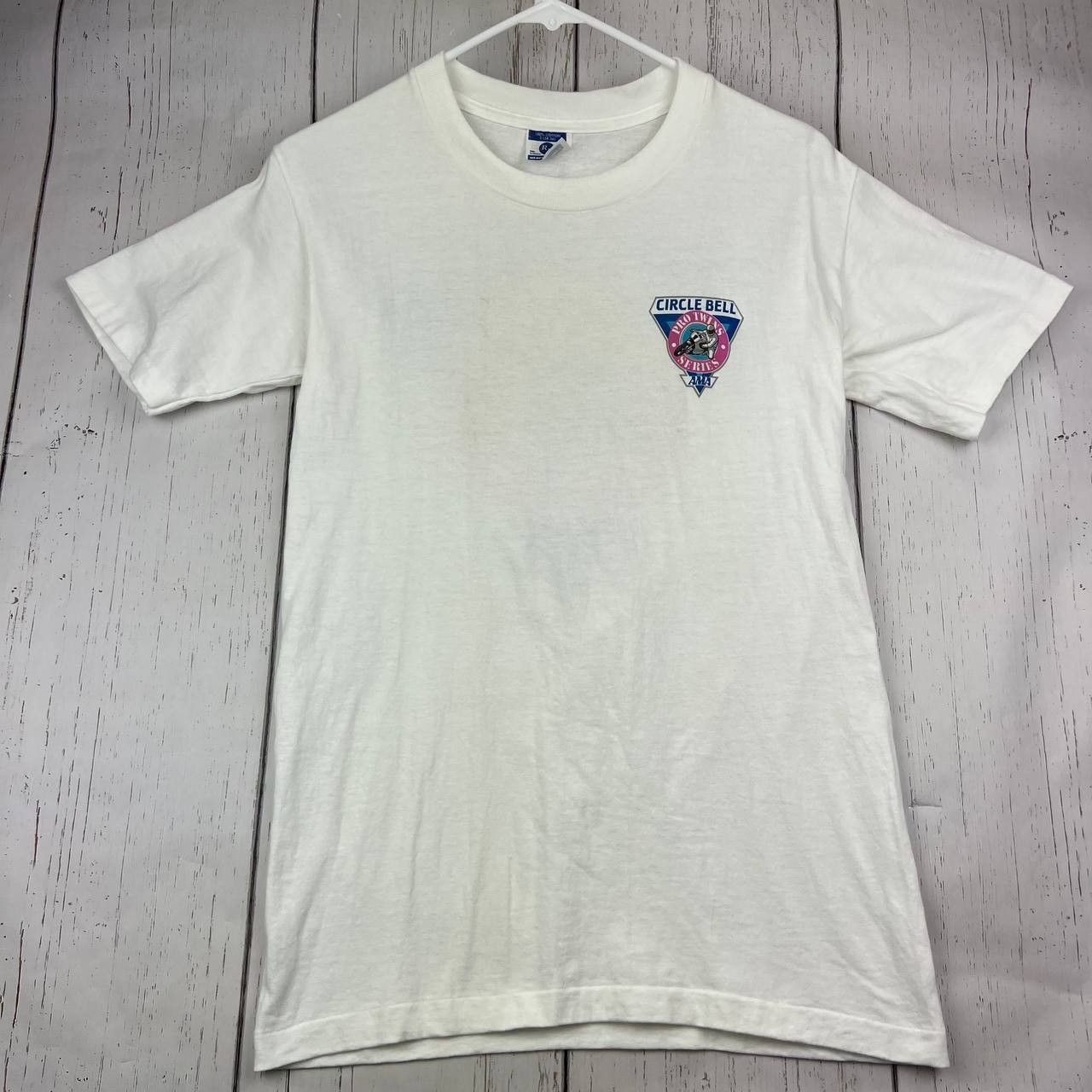 Vintage Circle Bell Pro Twins Series Large RP T-Shirt Men White Size US L / EU 52-54 / 3 - 1 Thumbnail