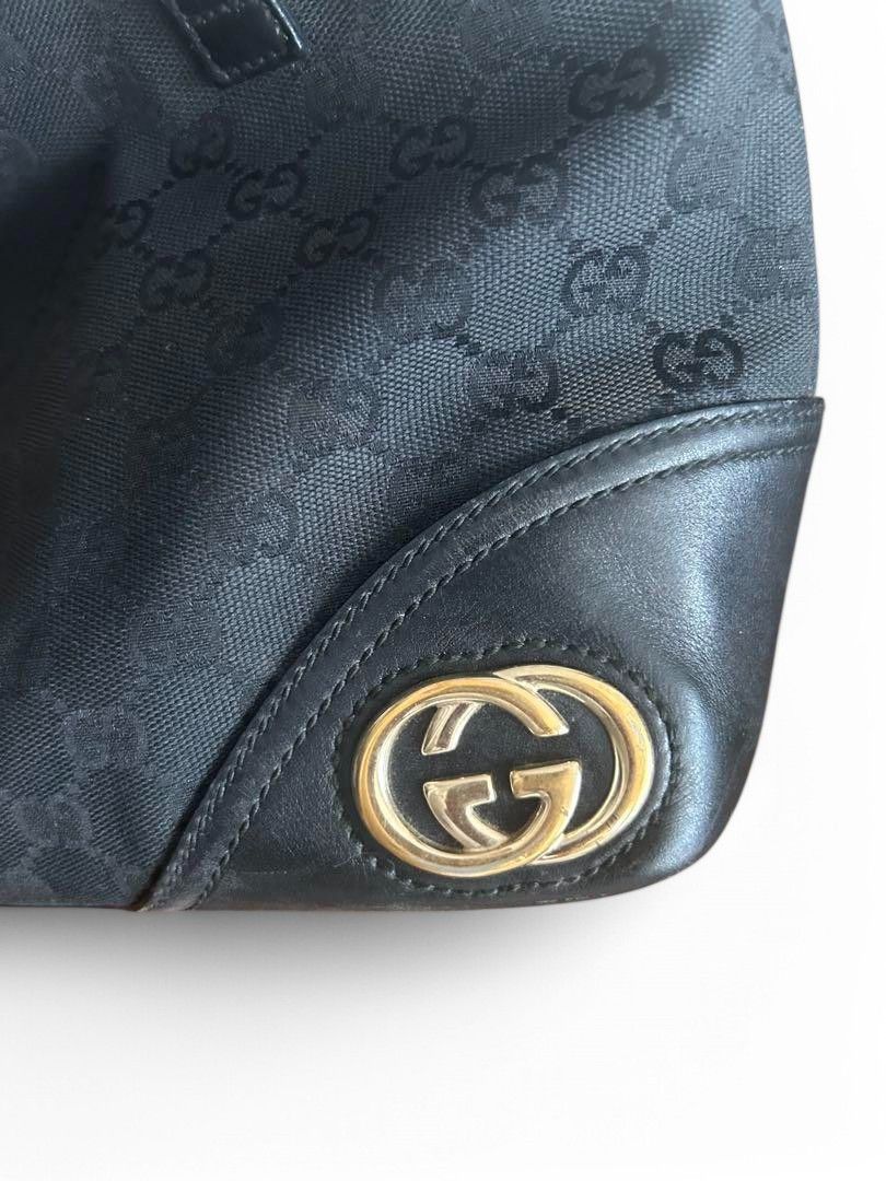 Gucci Gucci - New Brit Black Shoulder Bag Gold Hardware Canvas Size ONE SIZE - 9 Thumbnail
