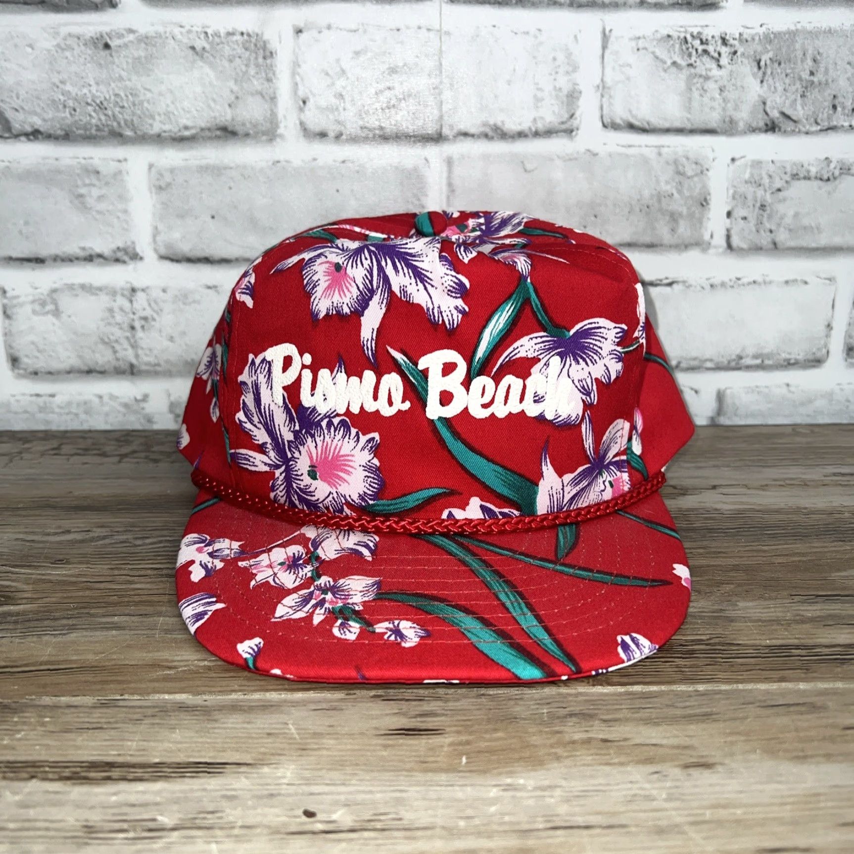 Vintage VTG Nissin Cap Baseball Hat Red Hawaiian Style Adjustable Men S Beach Pismo Beach Hawaii Theme Mens Cap Size ONE SIZE - 3 Thumbnail