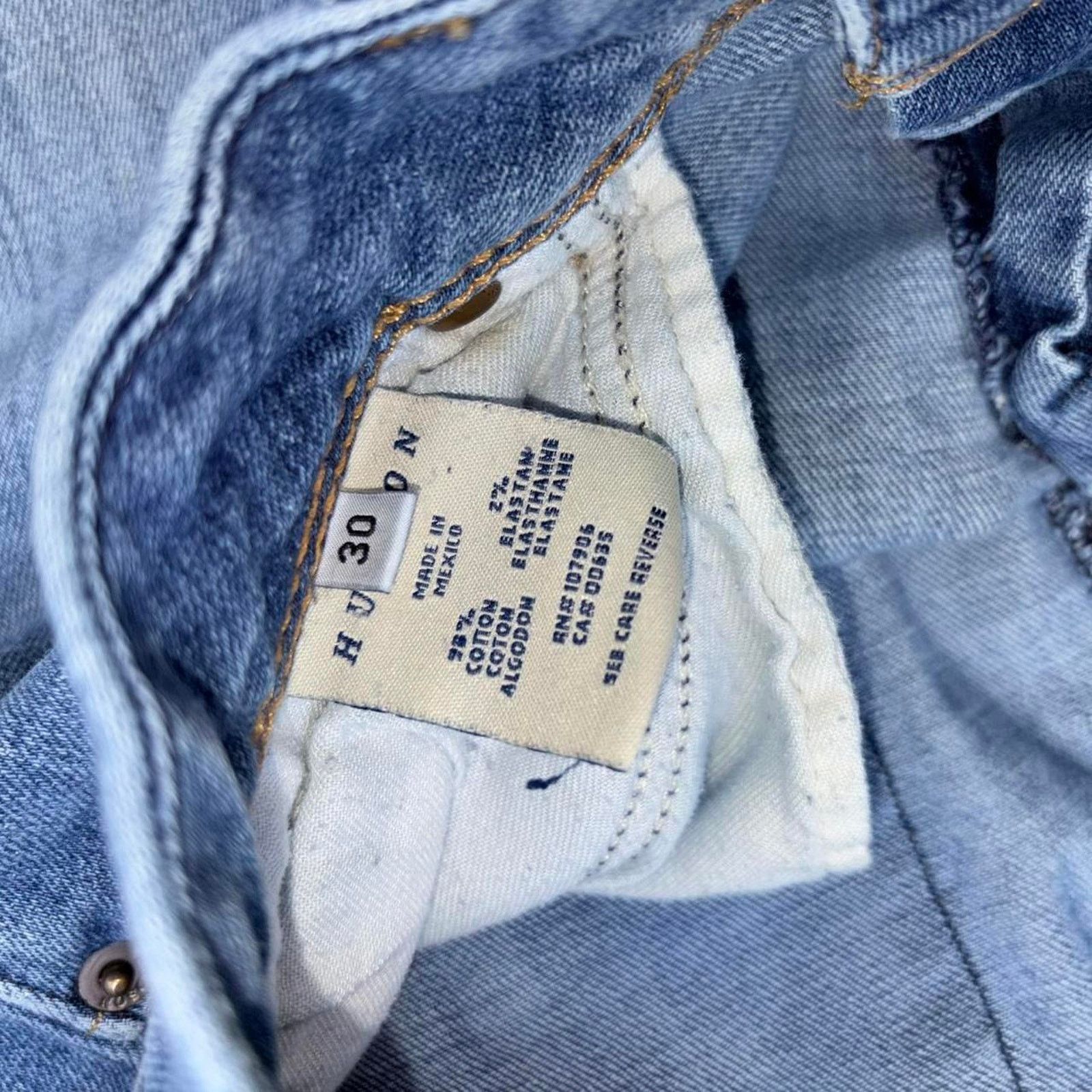 & Other Stories Vintage Y2K Blue Ripped & Skinny Straight Hudson Denim Jeans Size 30" / US 8 / IT 44 - 7 Thumbnail