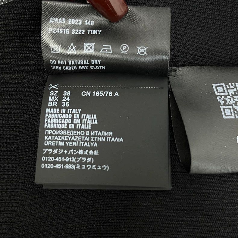 Prada Prada Size 38 Black classic logo mulberry silk elastic kni Size US XS / EU 42 / 0 - 6 Thumbnail