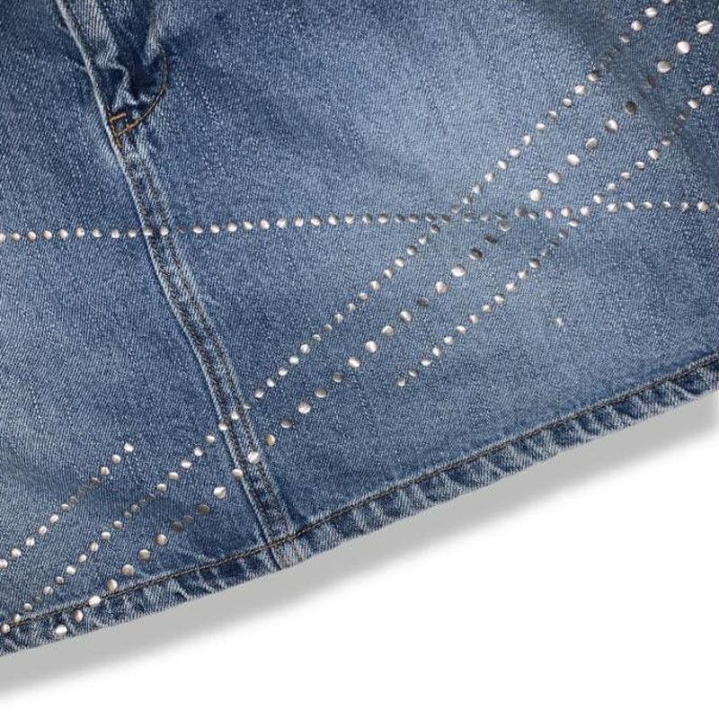 Old Navy VTG Denim Jean Mini Skirt Bedazzled Sparkles Sz 12 Waist 37" Size 34" / US 12 / IT 48 - 5 Thumbnail
