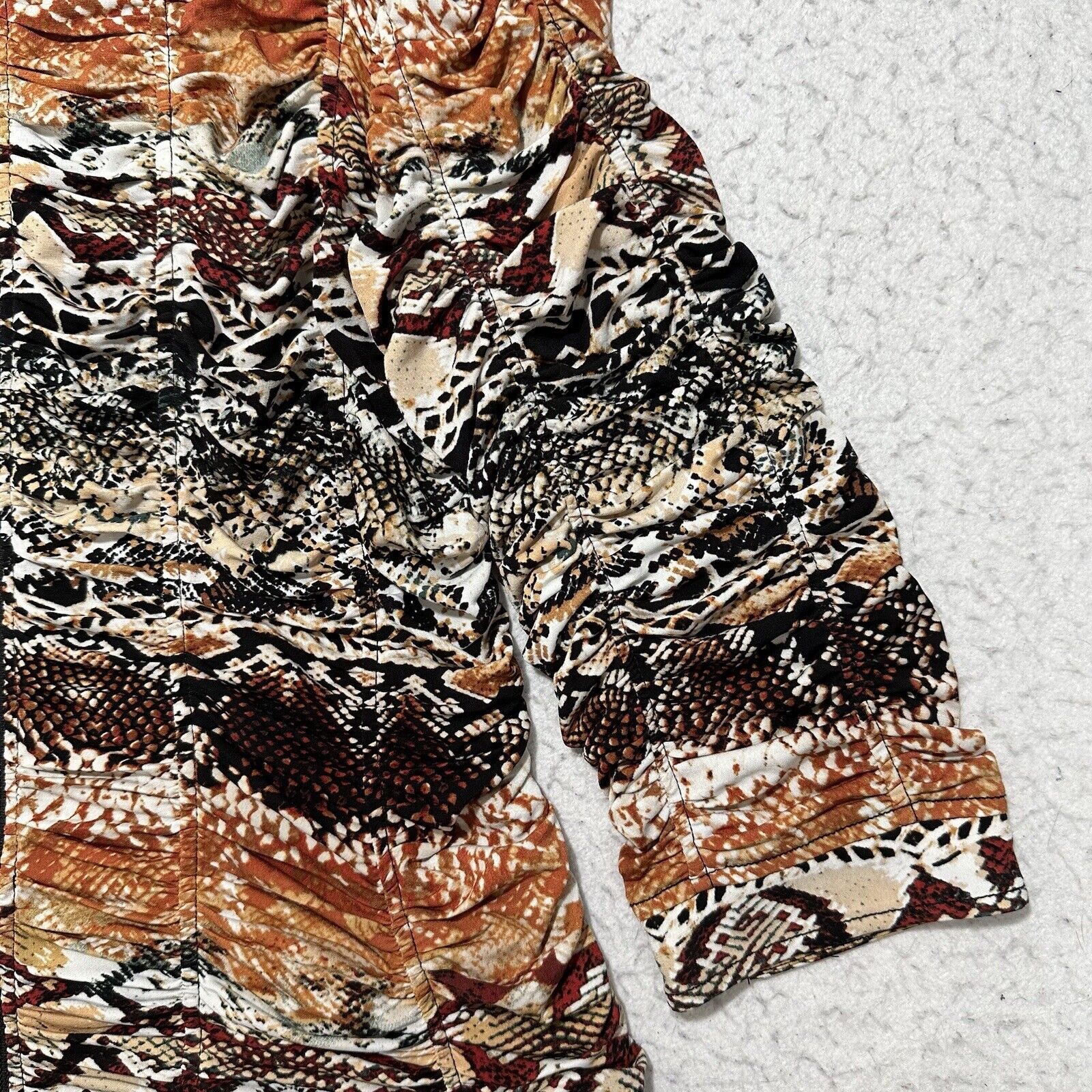 Chicos Chico's 2 Large Animal Snakeskin Ruched Sweatshirt Jacket Size L / US 10 / IT 46 - 5 Thumbnail