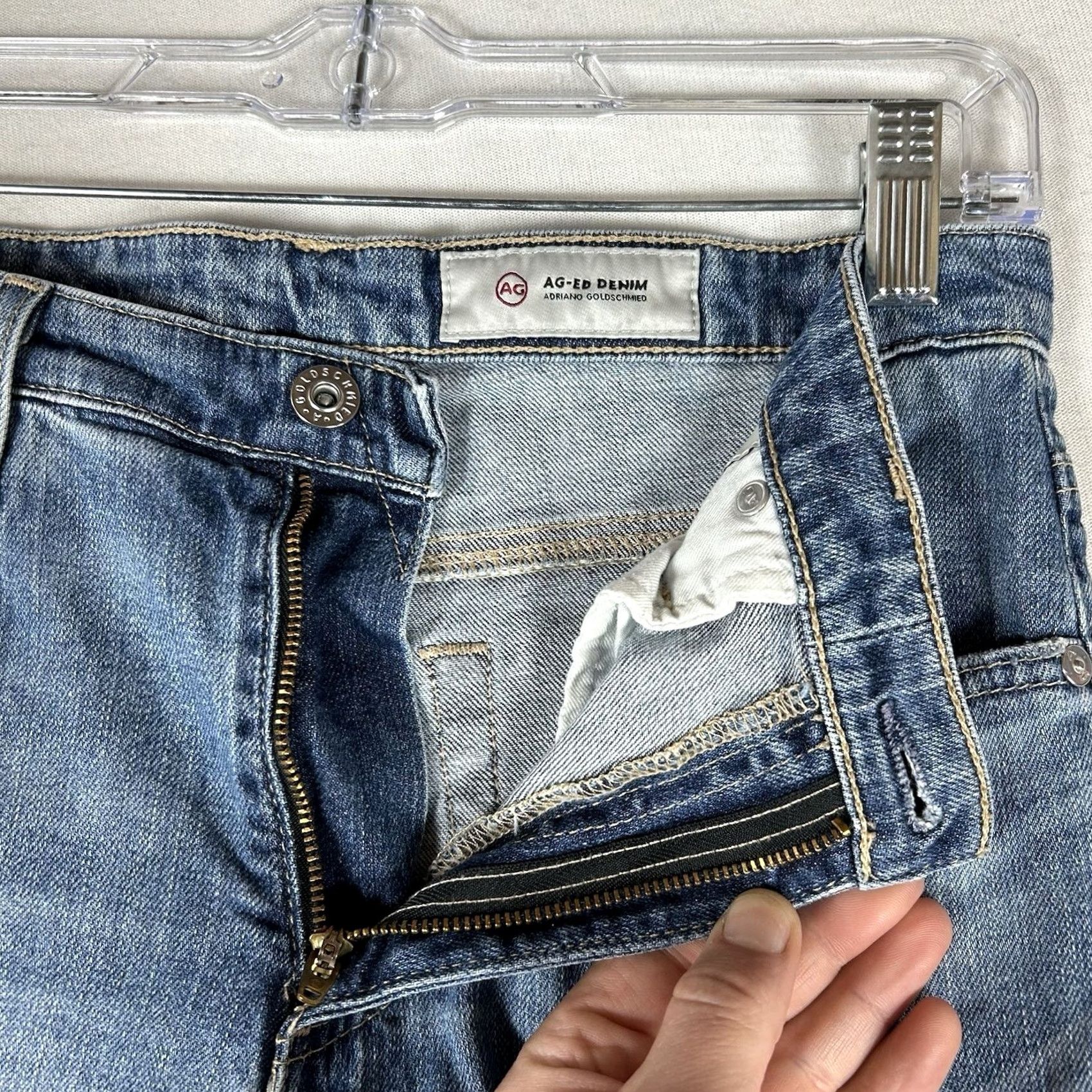 Vintage AG Adriano Goldschmied Jeans Straight Leg Womens 28R Light Wash Mid Rise USA Denim 5-Pocket Modern Classic Mens? Size 28" / US 6 / IT 42 - 4 Thumbnail