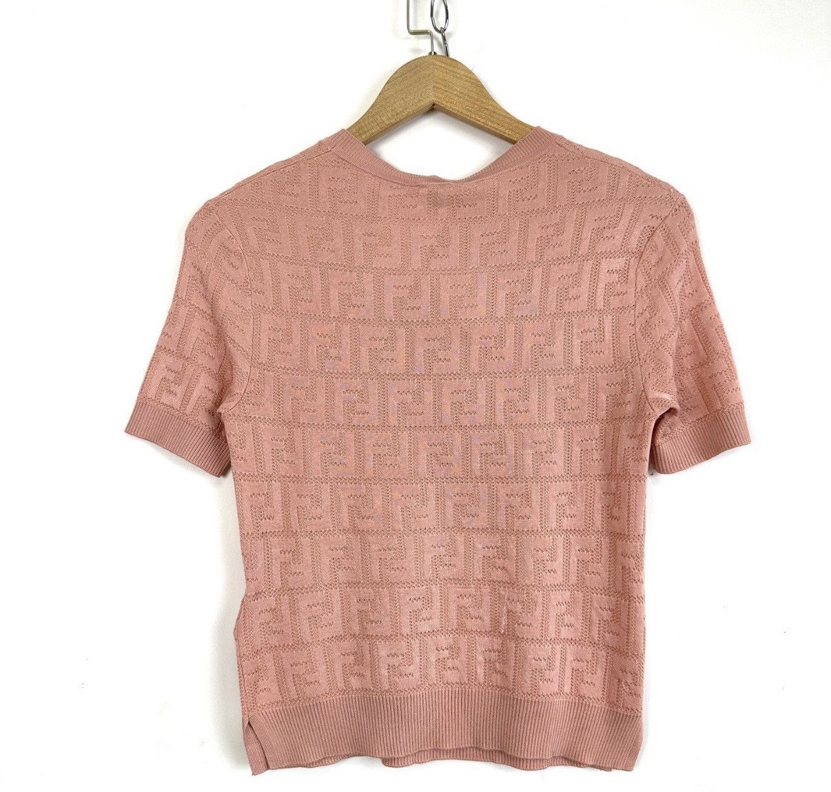 Fendi Fendi Pink Double F Embossed Logo Knit Short Sleeve K12 Size XS / US 0-2 / IT 36-38 - 2 Thumbnail