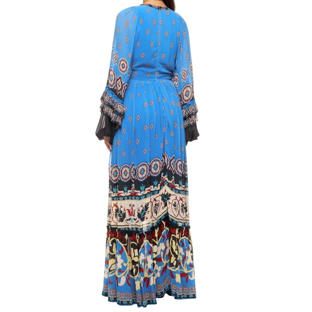 Farm Rio FARM Rio Anika Tiles Blue Maxi Dress in Blue, Size XS Size XS / US 0-2 / IT 36-38 - 3 Thumbnail