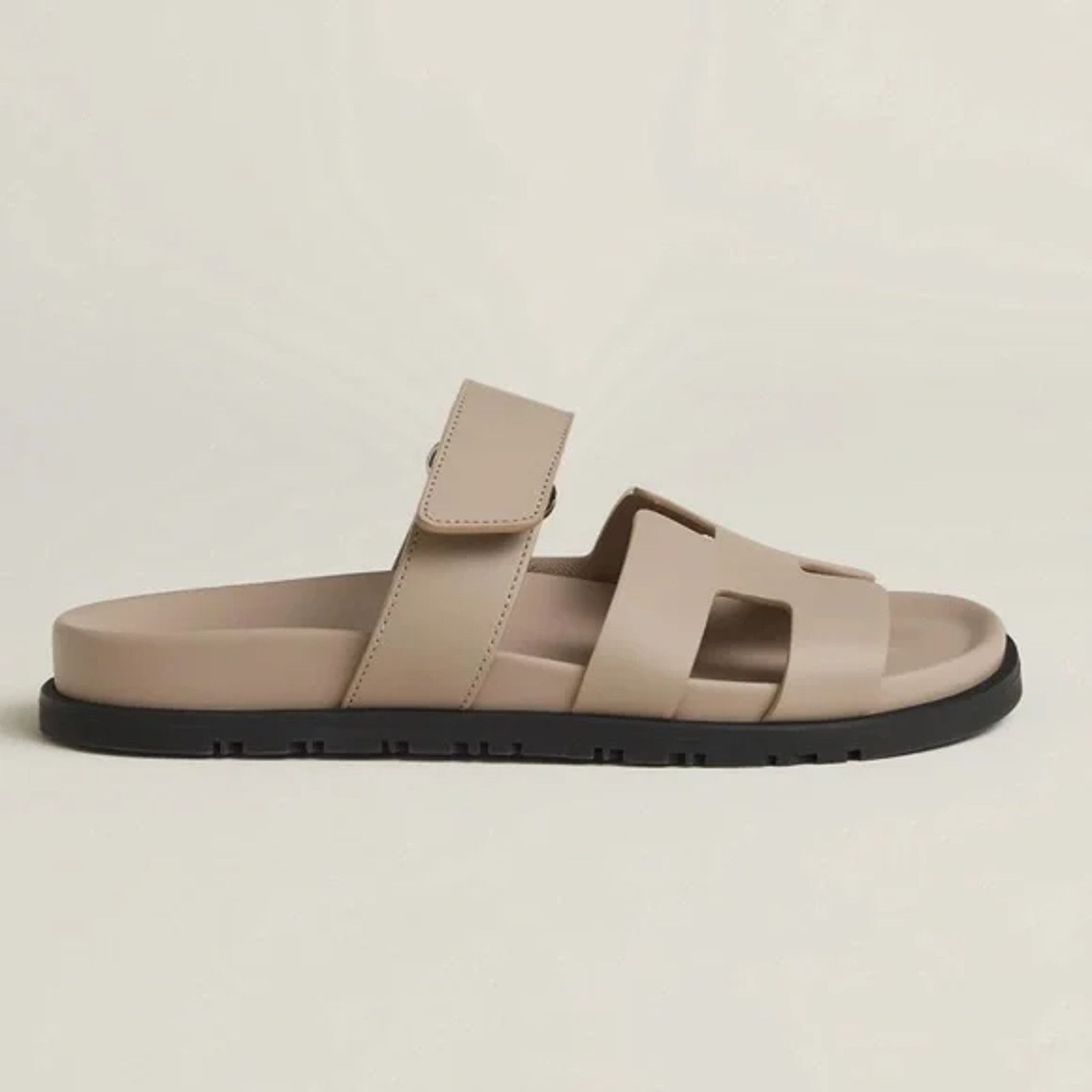 Hermes Hermes Chypre Sandal Beige Mastic Leather Black Logo Size US 12 / IT 42 - 3 Thumbnail