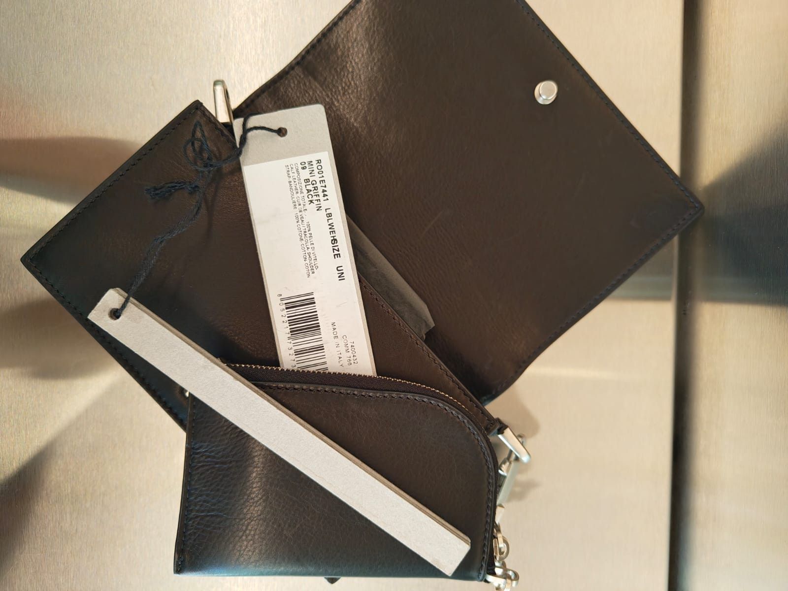 Rick Owens Mini Griffin Leather Clutch Black Size ONE SIZE - 9 Thumbnail