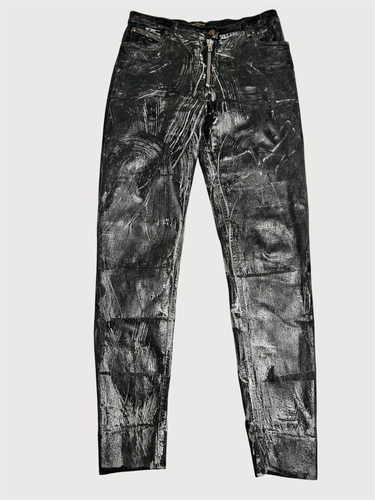 Vivienne Westwood c.2010 Waxed Zip Denim Pants Size US 29 - 1 Thumbnail