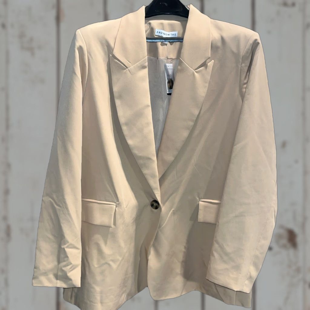 Vintage VINTAGE And Now This Tan BLAZER Womens 1XL One Button Lined Career Office Polyester Light Weight Jacket Size XL / US 12-14 / IT 48-50 - 1 Thumbnail