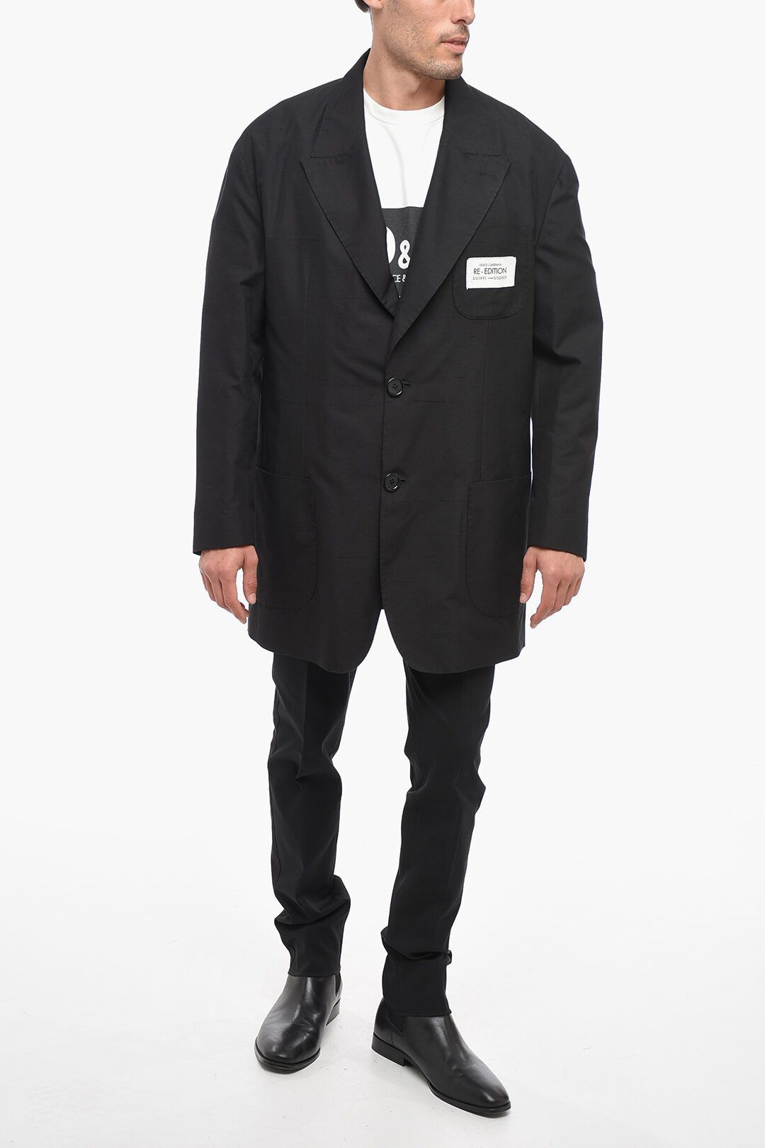 Dolce & Gabbana og1mm0825 Re-Edition Silk Blend Slim Fit Blazer in Black Size US S / EU 44-46 / 1 - 4 Thumbnail