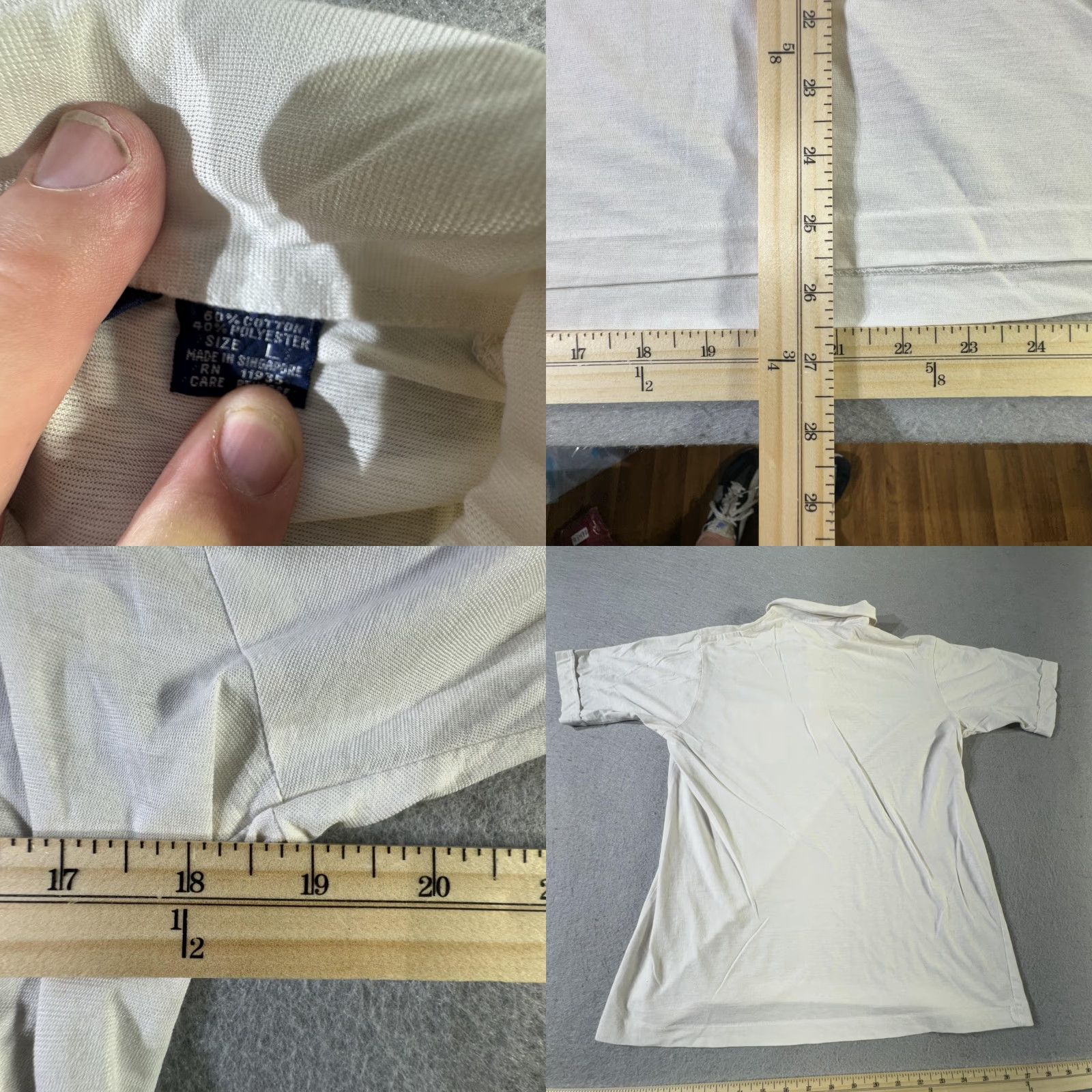 Vintage VINTAGE Par Four Polo Shirt Mens L White Short Sleeve Golf Pocket Button Sportswear Size US L / EU 52-54 / 3 - 8 Thumbnail