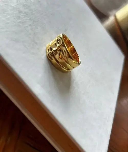 Jewelry Gold Color Face Three Stack Finger Ring ( size 7/8/9) Size ONE SIZE - 3 Thumbnail