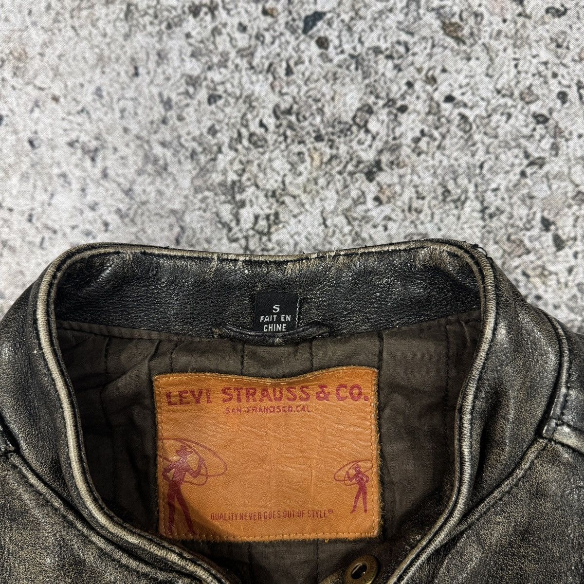 Levi's Vintage Levi's Faded Leather Cafe Racer Style Zip Jacket Size US S / EU 44-46 / 1 - 5 Thumbnail