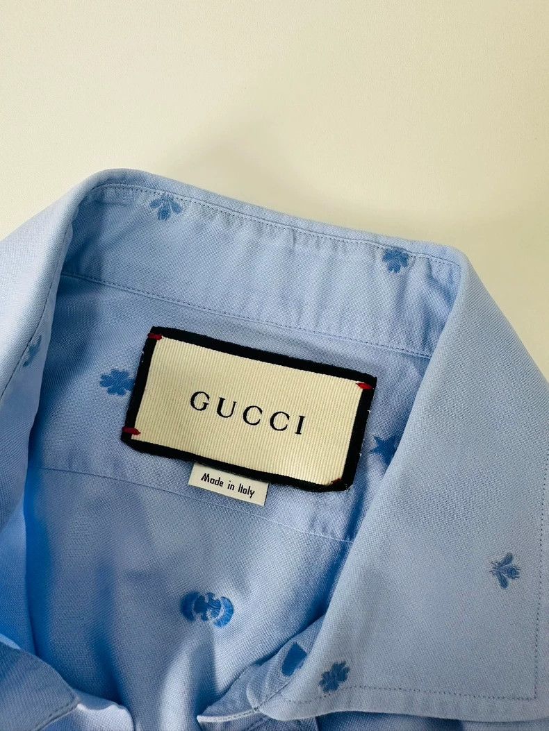 Gucci Gucci Size 15+ Blue embroidered logo shirt size 15+ 2501-N Size US XS / EU 42 / 0 - 6 Thumbnail
