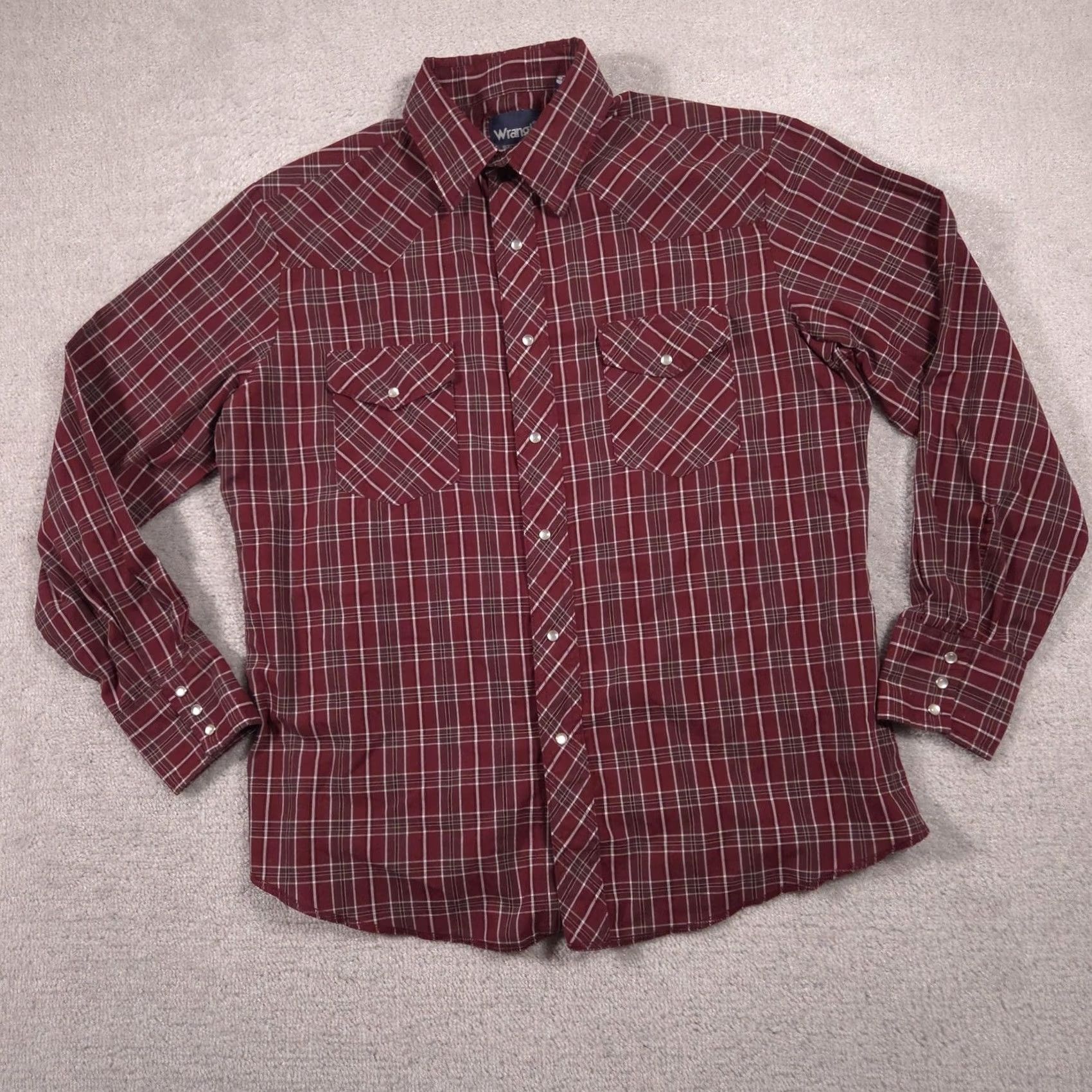 Wrangler VINTAGE Wrangler Shirt Mens L Red Plaid Western Pearl Snap Long Sleeve Cowboy Mens Size US L / EU 52-54 / 3 - 3 Thumbnail