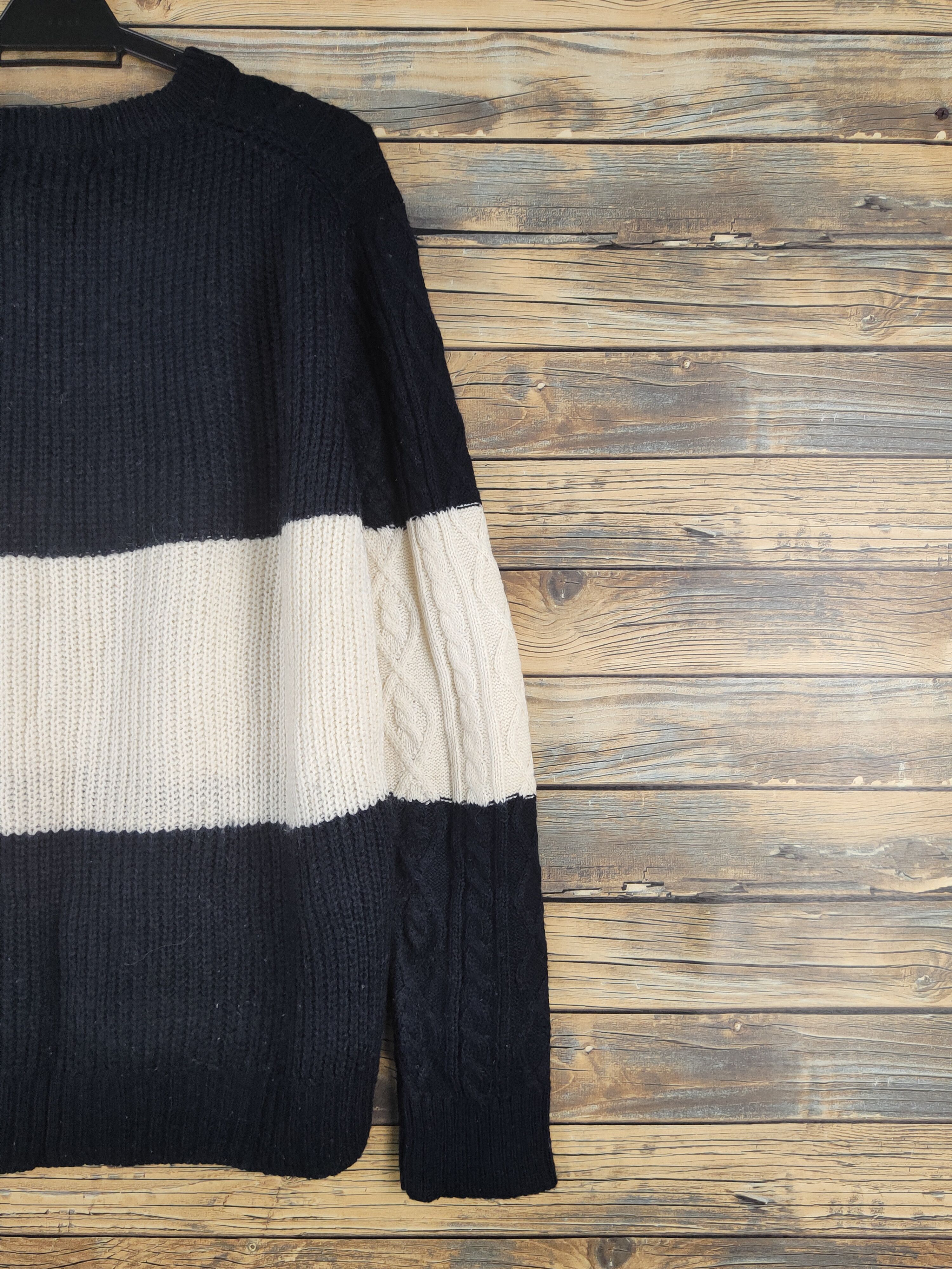 Aran Isles Knitwear × Japanese Brand × RAGEBLUE Rageblue Black Cream Knitwear Sweatshirts #W1227 Size US M / EU 48-50 / 2 - 9 Thumbnail