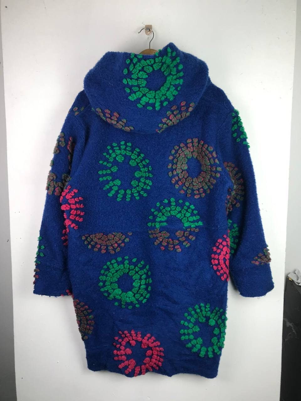 Vintage Vintage Italian Long Wool Jacket Rare Design Size US XL / EU 56 / 4 - 2 Thumbnail