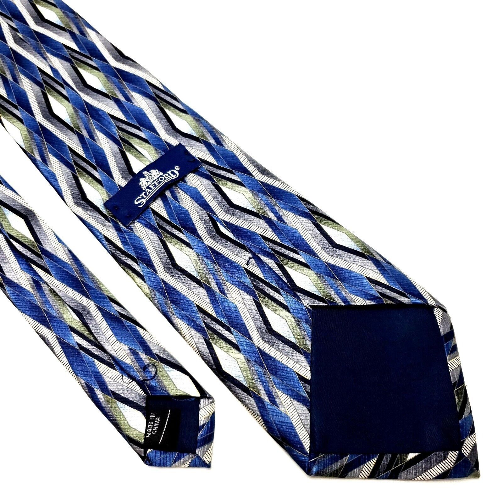 Stafford Stafford Silk Tie Blue Print Wide Size ONE SIZE - 5 Thumbnail