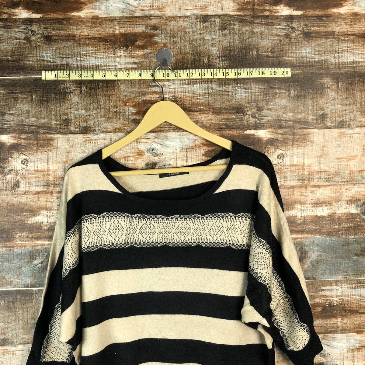 Japanese Brand Oversized Page Boy Stripe Brown Knitwear #A965 Size XL / US 12-14 / IT 48-50 - 2 Thumbnail