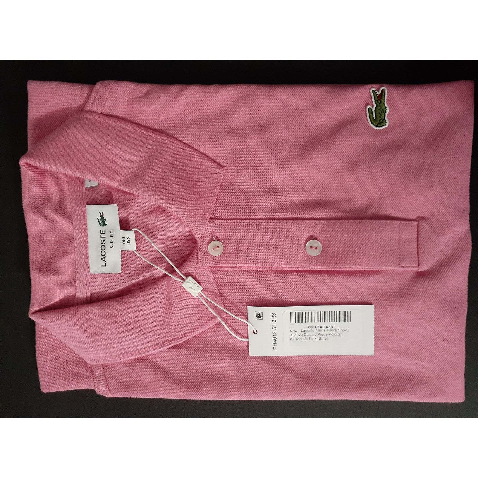 Lacoste Lacoste Mens Men's Short Sleeve Polo Shirt, Reseda Pink, Sm Size US S / EU 44-46 / 1 - 3 Thumbnail