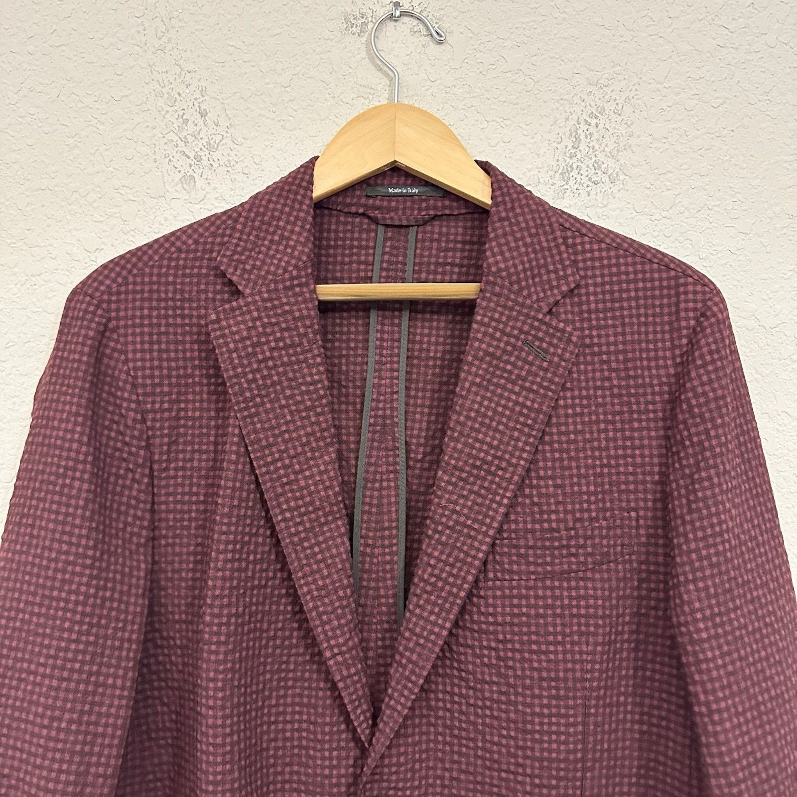 Ermenegildo Zegna ERMENEGILDO ZEGNA Seersucker Blazer Unlined Wool Silk Size 52R - 3 Thumbnail
