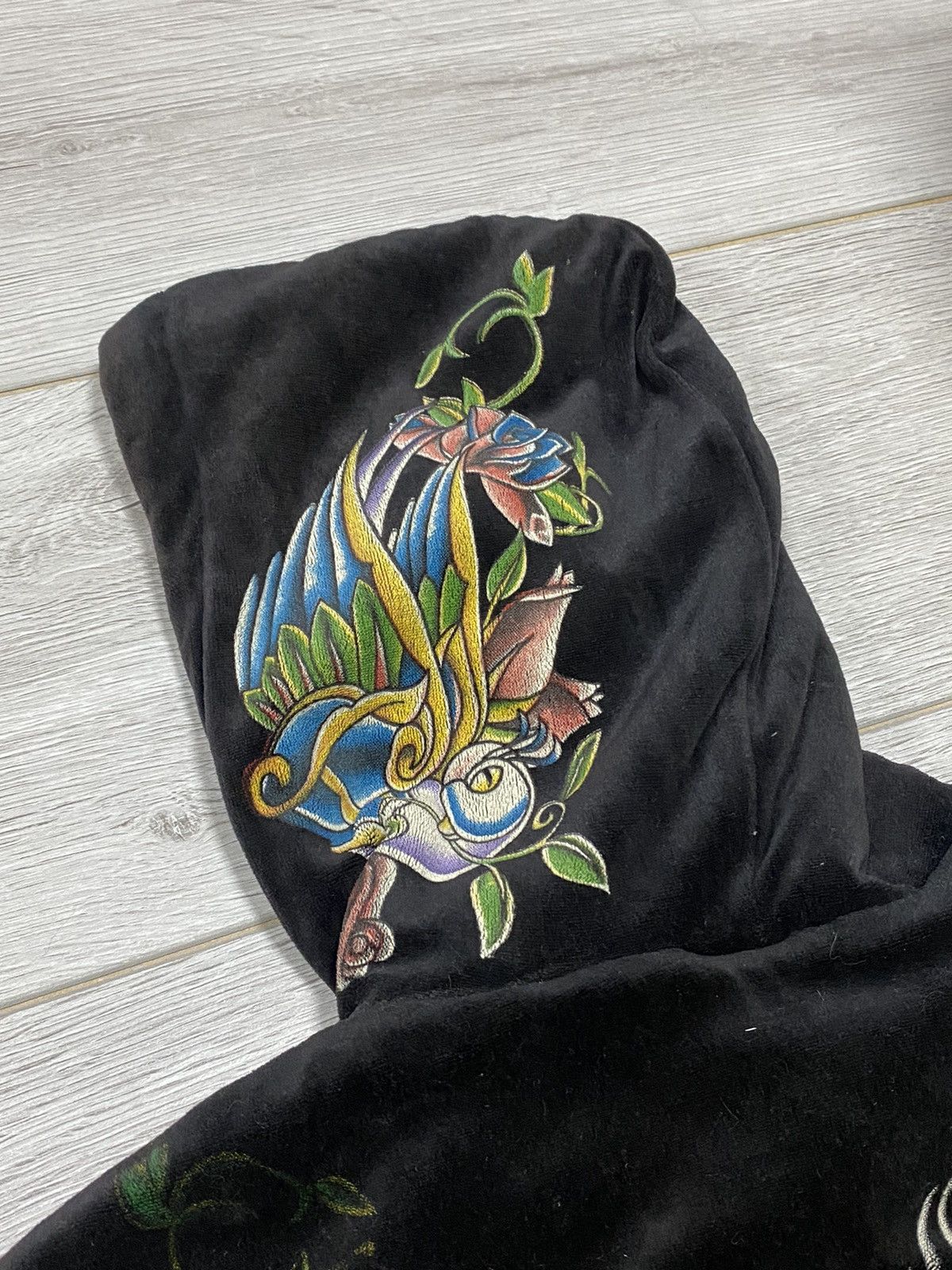 Ed Hardy Christian Audigier 🌹 velour all over print hoodie zip fleece Size M / US 6-8 / IT 42-44 - 11 Thumbnail