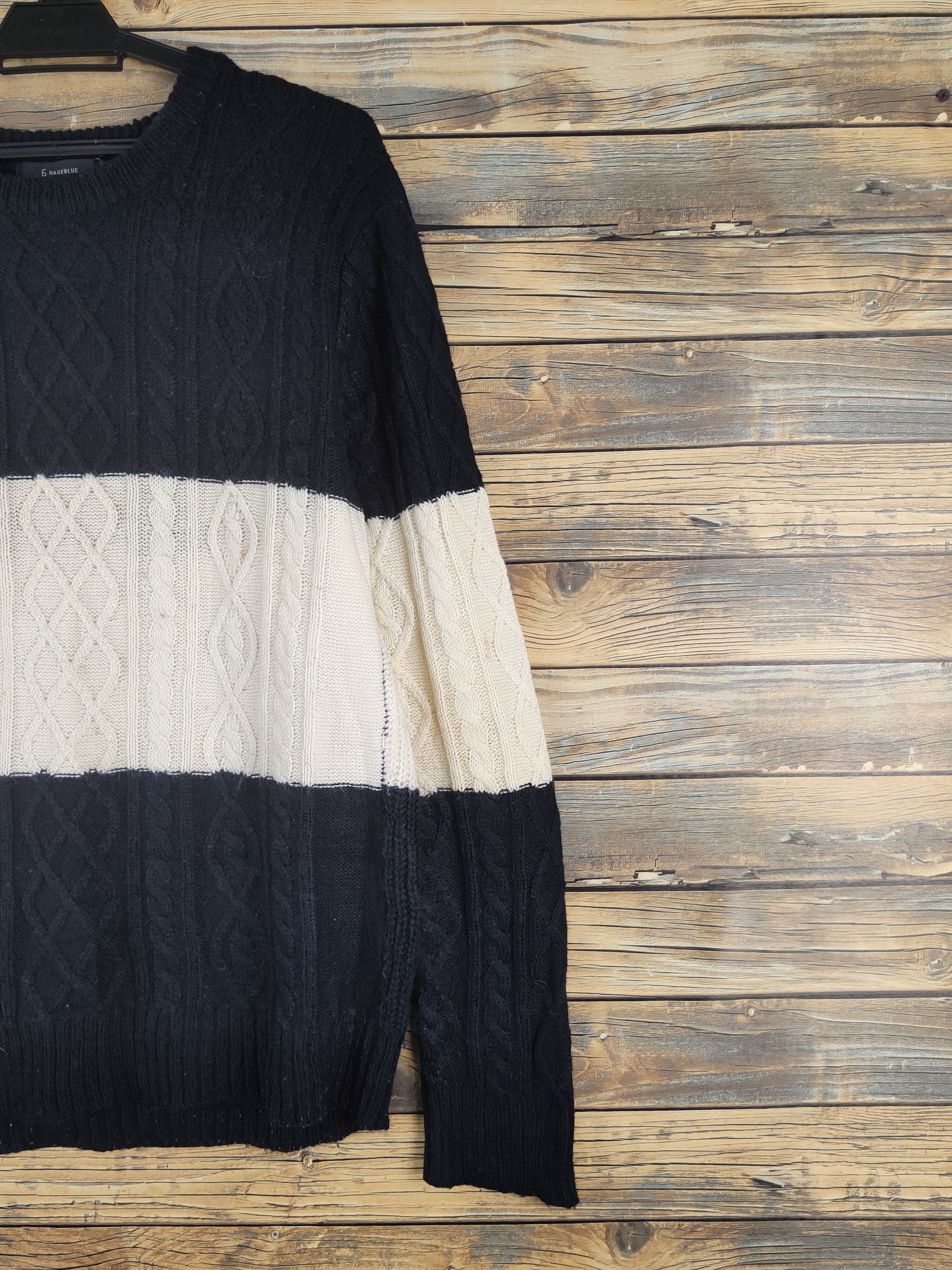 Aran Isles Knitwear × Japanese Brand × RAGEBLUE Rageblue Black Cream Knitwear Sweatshirts #W1227 Size US M / EU 48-50 / 2 - 5 Thumbnail