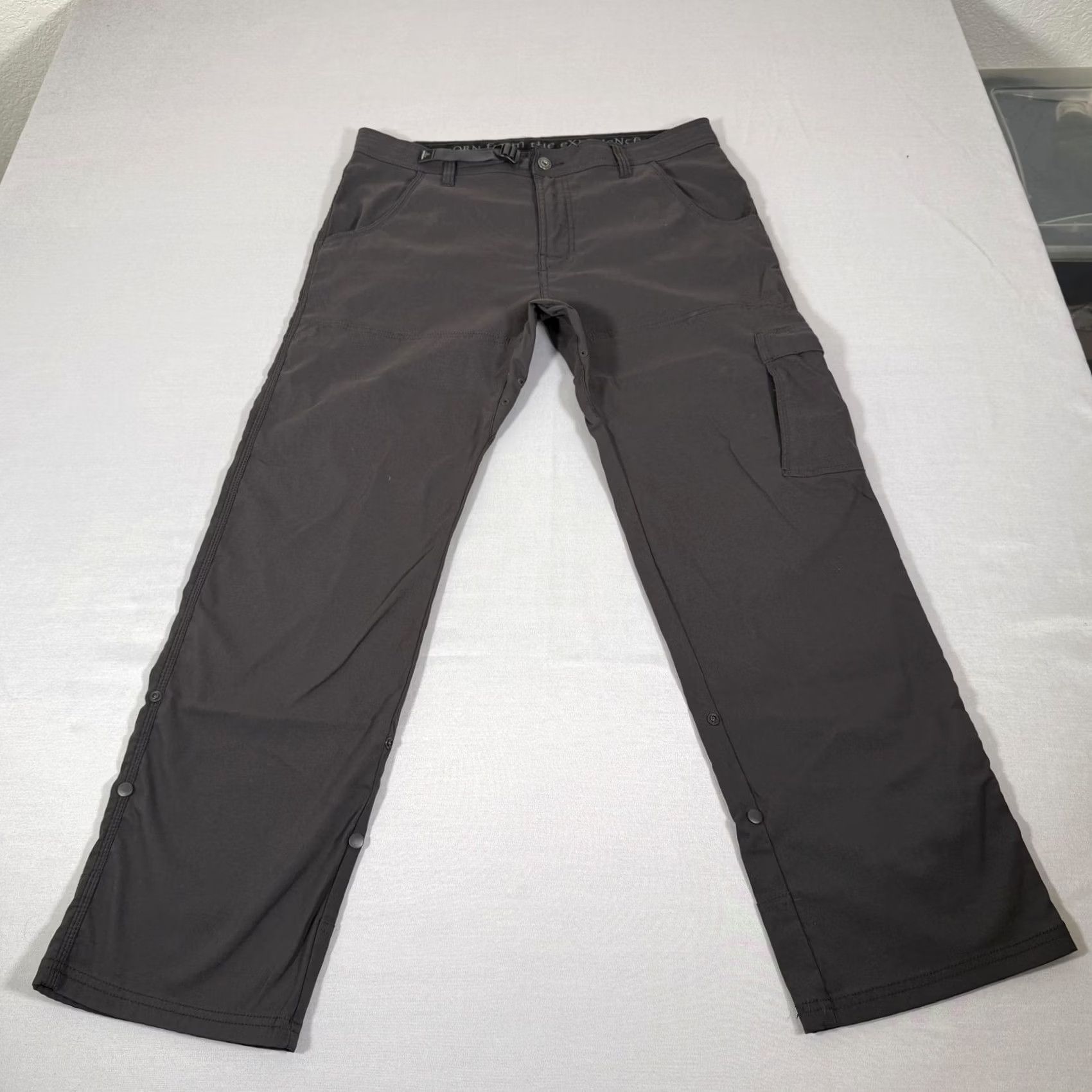 Prana prAna Zion Stretch Cargo Pants Mens 34x30 Gray Lightweight Hiking Outdoor Belted Zip Fly Pockets Cargo Waist Adjustable Regular Fit Casual Travel Mens Size US 34 / EU 50 - 2 Thumbnail