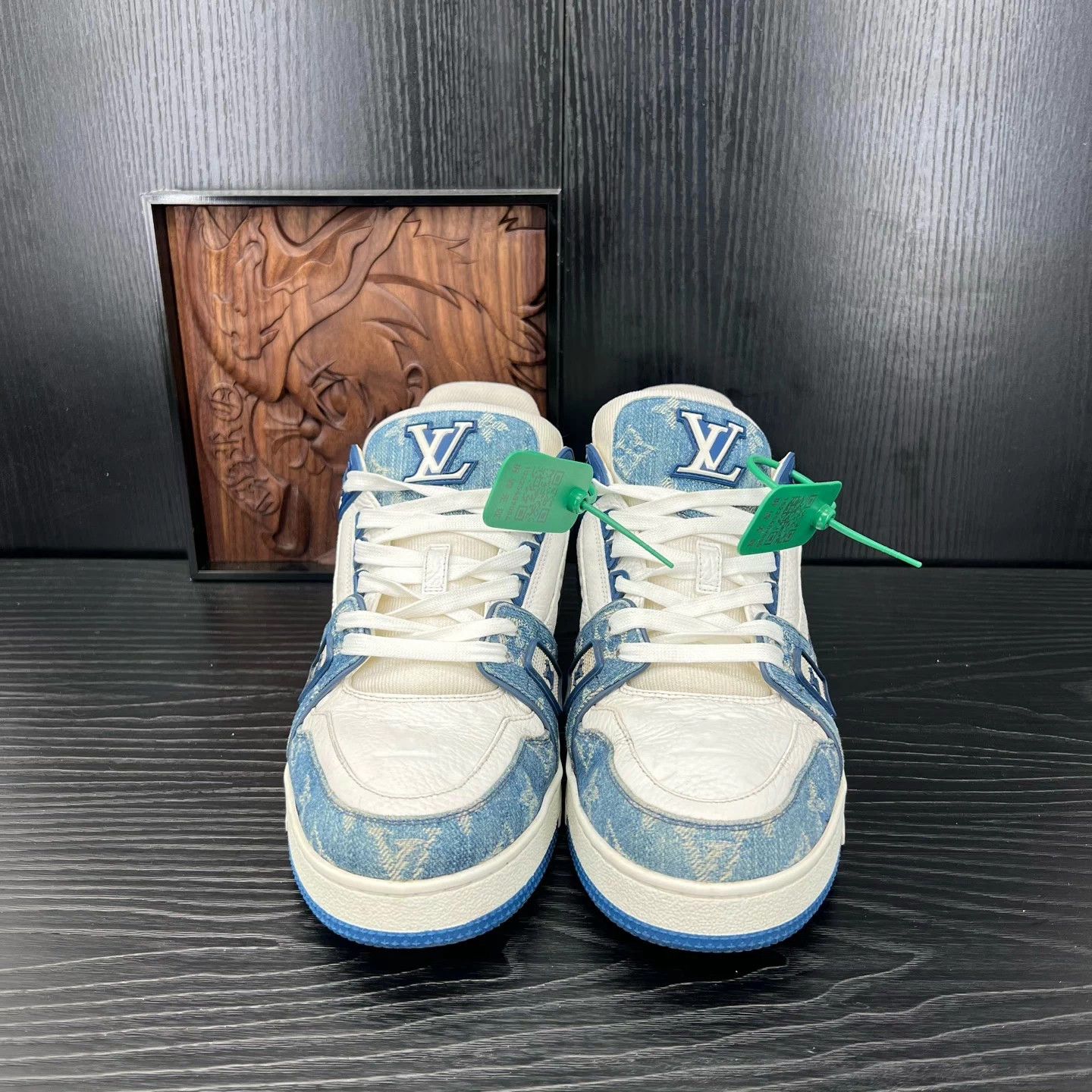 Louis Vuitton LV Trainer White Blue Denim 9.5/43.5 Size US 10.5 / EU 43-44 - 4 Thumbnail
