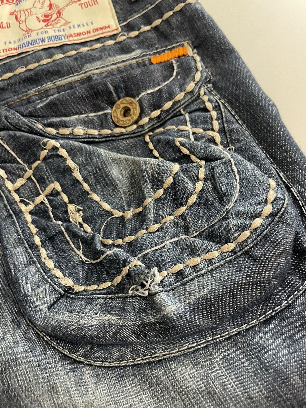 Japanese Brand Vintage True Religion Cargo Shorts Denim Jeans Blue Size US 33 - 10 Thumbnail