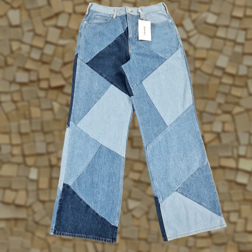 Frame VINTAGE Frame Womens Baggy Jeans Blue W30 L32 Patchwork Wide Leg Le Huigh N Tight Denim Size 30" / US 8 / IT 44 - 1 Thumbnail
