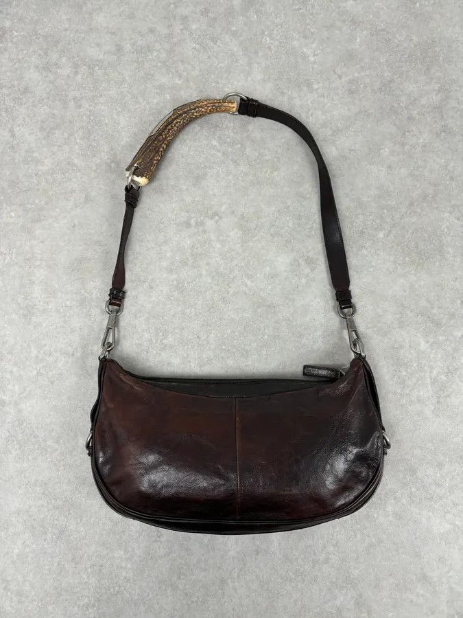Yves Saint Laurent 2000s Yves Saint Laurent Mombasa Organic Horn Brown Leather Crossbody Bag Size ONE SIZE - 1 Thumbnail