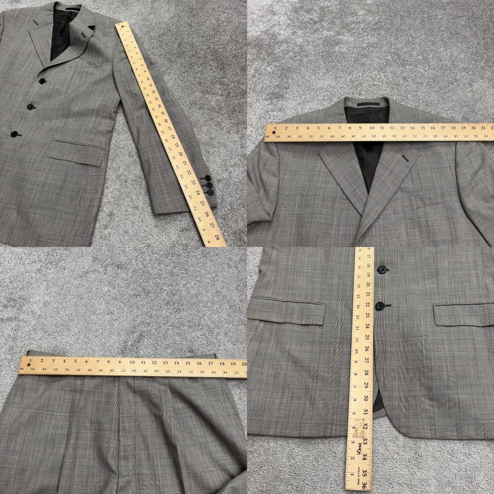 Vintage VINTAGE Alexandre Savile 2 Piece Suit Gray Plaid Wool Blazer Pants Mens 42R Size 42R - 10 Thumbnail
