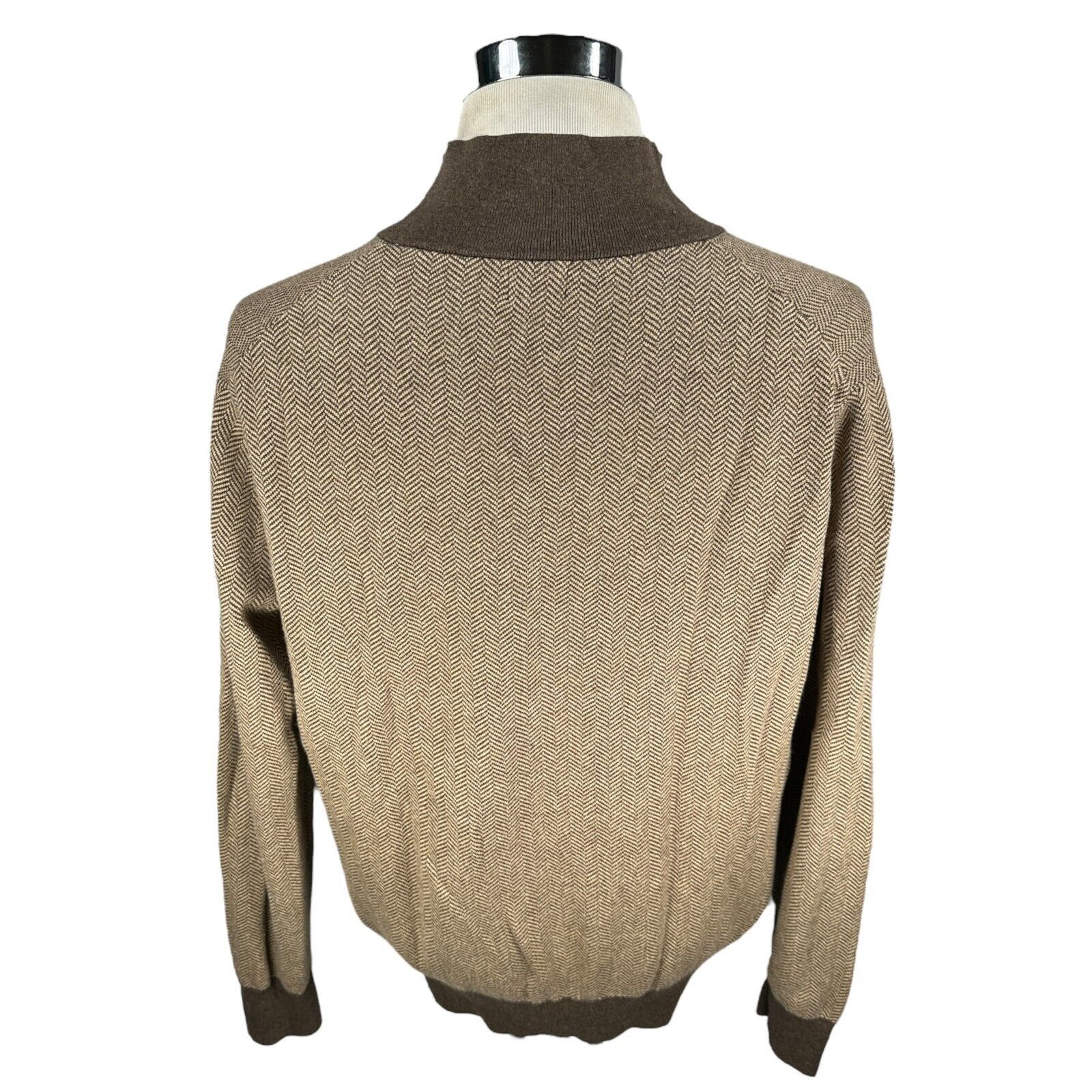 J.Crew J.Crew 1/4 Zip Sweater Men’s Large Brown Tan Herringbone Size US L / EU 52-54 / 3 - 5 Thumbnail