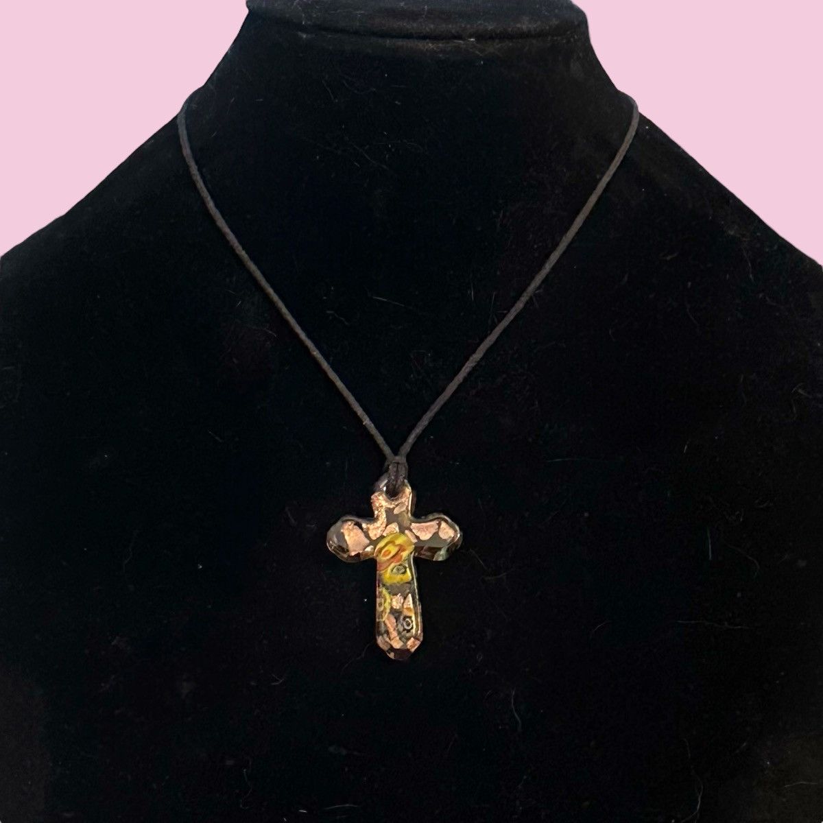 Other Colorful Murano glass cross pendant cord necklace Size ONE SIZE - 1 Thumbnail