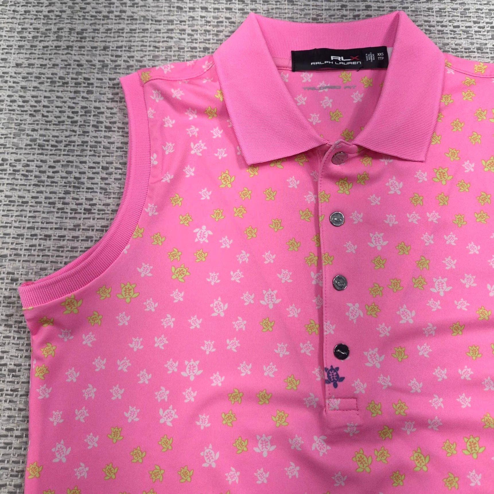 RLX Ralph Lauren RLX Ralph Lauren Polo Shirt Womens XXS Pink Turtle Print Golf Stretch Sleeveless Size XXS / US 00 / IT 34 - 3 Thumbnail