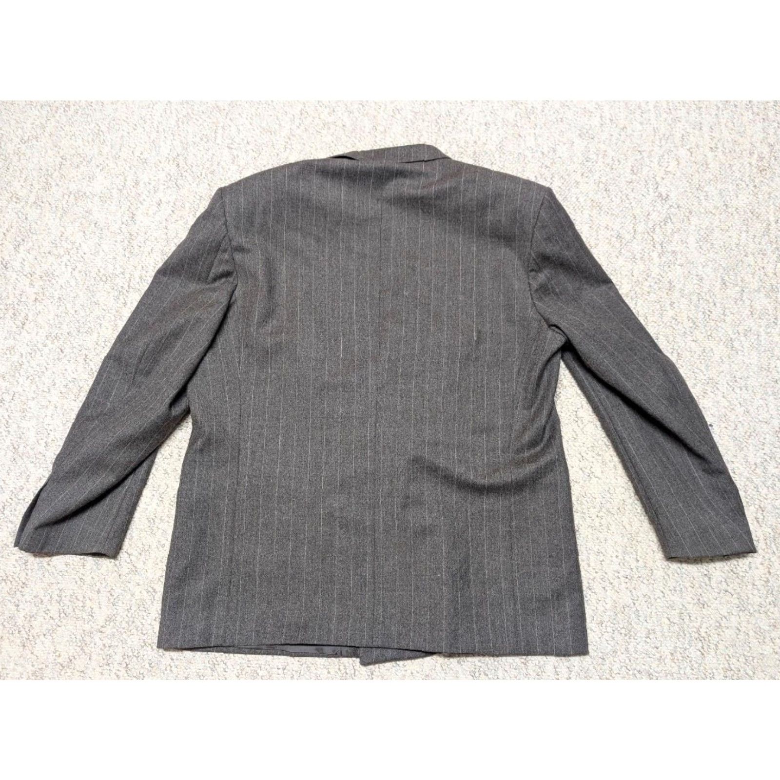 Doublet Lebole 46L Double-Breasted Blazer Pinstripe Flannel Wool Italy Men Blazer Vintage 1980s-90s Pinstripe Gray 46L Mens Size 46R - 3 Thumbnail