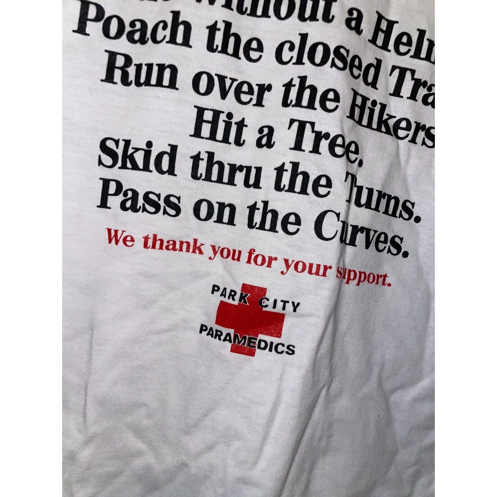 Jerzees 90s Park City Paramedics Humor Funny White Medic Shirt VTG S Size US S / EU 44-46 / 1 - 6 Thumbnail