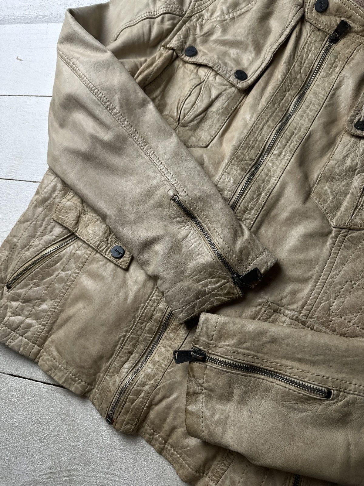 Other 🚨Y2K RICK OWENS TYPE DIRTY SLIM FIT ZIP LEATHER JACKET Size L / US 10 / IT 46 - 9 Thumbnail
