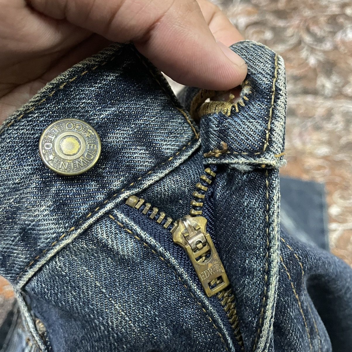 Edwin 🔥Vintage Edwin 403 Stoned Washed Ripped Denim Jeans Size US 35 - 11 Thumbnail