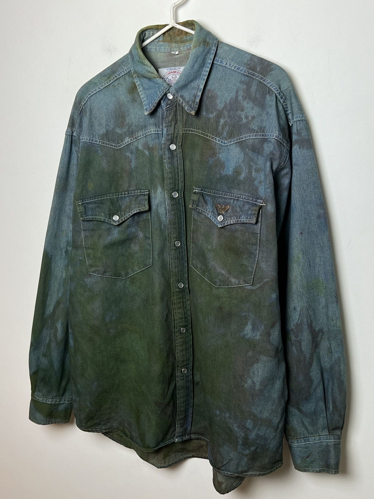 Giorgio Armani armani mud denim shirt y2k tie dye 1 of 1 m-l Size US L / EU 52-54 / 3 - 3 Thumbnail