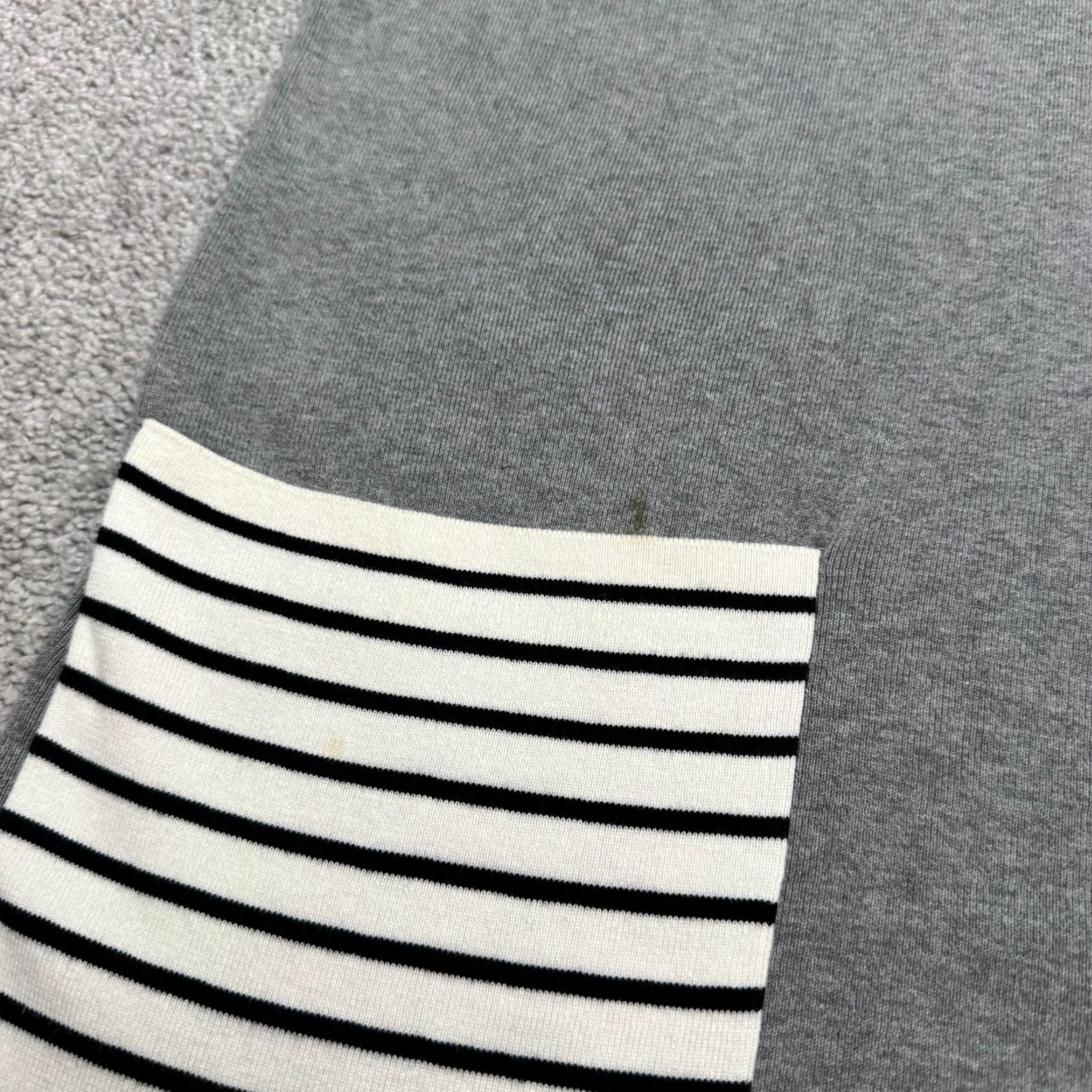 Cos COS Sweater Dress Womens XS Gray White Striped Short Sleeve Knit Midi Casual Stretch Size XS / US 0-2 / IT 36-38 - 5 Thumbnail