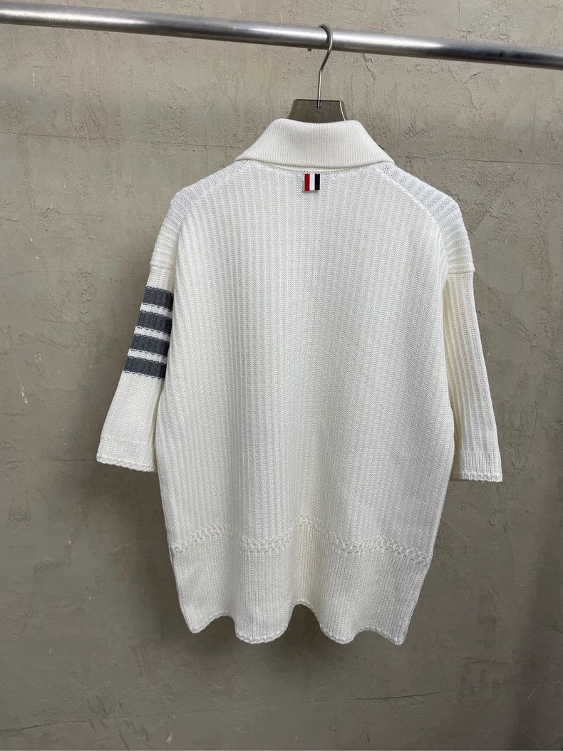 Thom Browne Thom browne Beige four-striped Polo collar knitted short sl Size XS / US 0-2 / IT 36-38 - 2 Thumbnail