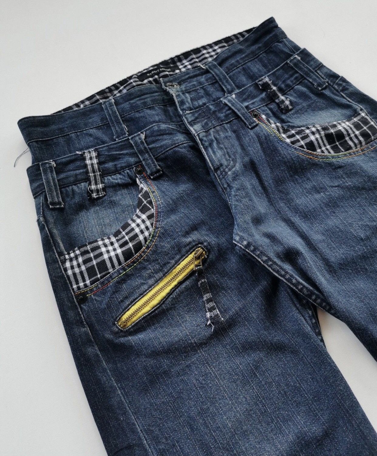 If Six Was Nine × Japanese Brand × Vintage Memory Special Zipper Double Waist Denim Jeans Punk Harajuku Size US 31 - 4 Thumbnail